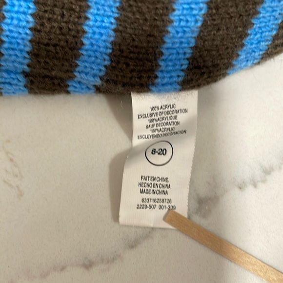 Nike Hat Youth Reversible Brown Blue Knit Sideways Rim Beanie Logo Swoosh Kids S - Picture 6 of 10